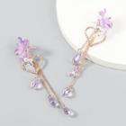 Flower Acrylic Fringed Earring 1 Pair - Purple - One Size