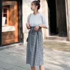 Gingham Panel Mock Two Piece A-line Dress