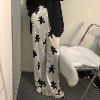 High-waist Bear Velvet Pants As Shown In Figure - One Size