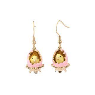 Fashion Cute Plated Gold Enamel Pink Eggshell Chick Earrings Golden - One Size