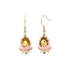 Fashion Cute Plated Gold Enamel Pink Eggshell Chick Earrings Golden - One Size