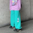Drawstring Hem Applique Straight-cut Pants