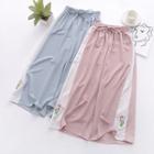 Flower Embroidered Two-tone Cropped Wide-leg Pants