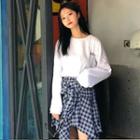 Lettering Long-sleeve T-shirt / Midi A-line Dress / Set