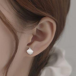 Shell Sterling Silver Earring 1 Pair - Silver & White - One Size