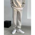 Drawcord Letter-embroidered Jogger Pants