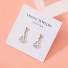 925 Sterling Silver Triangle Rhinestone Dangle Earring 1 Pair - As Shown In Figure - One Size