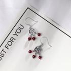 925 Sterling Silver Dreamcatcher Drop Earring 1 Pair - Wine Red - One Size