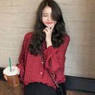 Long-sleeve Pattern Shirt Vintage Red - One Size