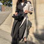 Two-tone Maxi Trench Coat
