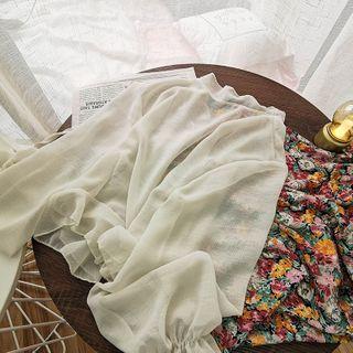 Open-front Bell-sleeve Mesh Jacket