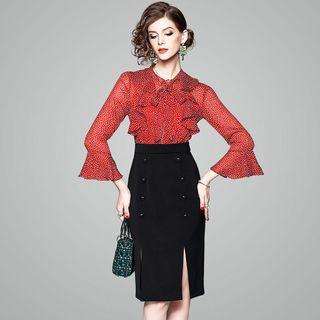 Mock Two-piece Check Buttoned Dress