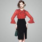 Mock Two-piece Check Buttoned Dress