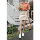 Band-waist A-line Check Mini Skirt