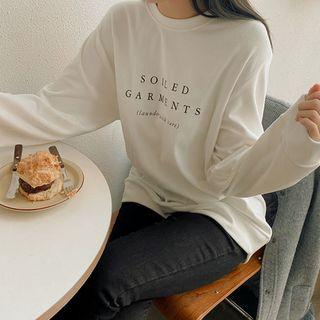 Plus Size Letter-printed Napped T-shirt