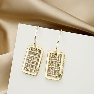 Rectangle Rhinestone Dangle Earring 1 Pair - E3412 - Gold - One Size