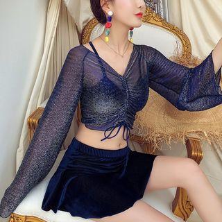 Set: Plain Swim Top + Skirt + Cover Up