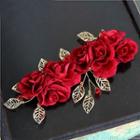 Rose Leaf Bridal Hair Clip Red - One Size