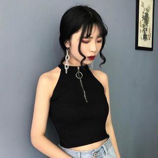 Half-zip Cropped Tank Top