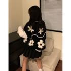 Floral Sweater Vest Vest - Black & White - One Size