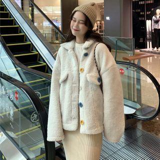 Contrast Button Fleece Jacket