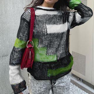 Color Block Loose Knit Sweater