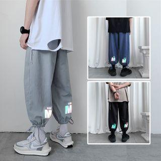 Reflective Lettering Cropped Harem Pants