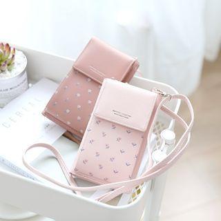 Printed Long Wallet With Shoulder Strap