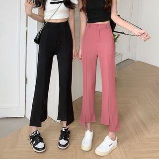 High-waist Slit Shift Cropped Pants