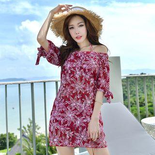 Set : Print Bikini + Cover-up + Mesh Midi Skirt