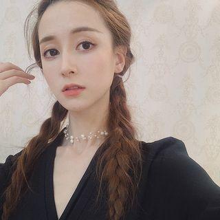 Faux Pearl Choker Necklace - One Size