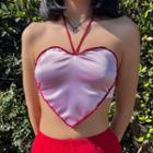 Halter-neck Heart Camisole Top Pink - One Size