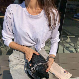 Ruched Front Plain T-shirt