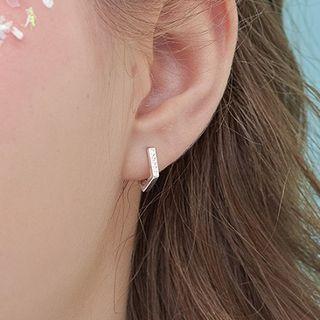 Rhinestone Geometric Earring 1 Pair - Silver - One Size