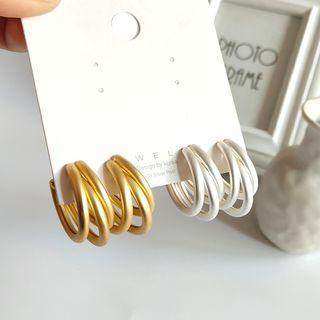 Frosted Layered Alloy Open Hoop Earring