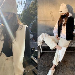 Drawcord-back Faux-fur Zip-up Vest