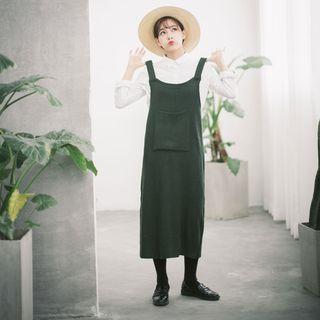 Pocket-accent Knit Jumper Dress