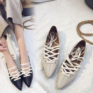 Pointy Toe Lace-up Flats