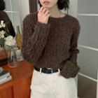 Cropped Nubby Sweater Brown - One Size