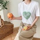 Heart-sequined Cotton T-shirt