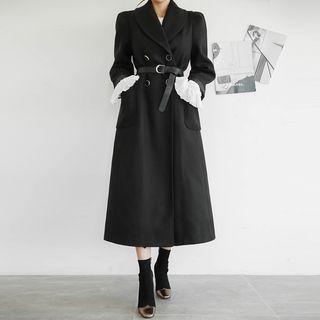 Shawl-collar Double-breasted Maxi Coat