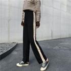 Contrast-trim Straight-cut Knit Pants