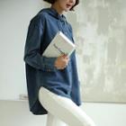 Hooded Boxy-fit Denim Shirt