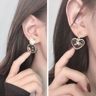 Acrylic Shell Disc / Heart Dangle Earring