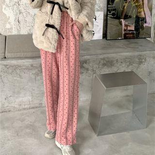 High Waist Print Pants Pink - One Size