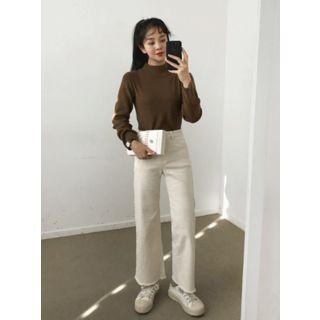 Fray-hem Straight-cut Chino Pants