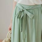 Beribboned Midi Flare Skirt