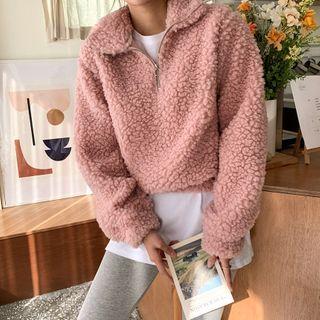 High-neck Zip-front Fleece Top