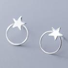 925 Sterling Silver Star & Hoop Earring 1 Pair - S925 Silver - As Shown In Figure - One Size