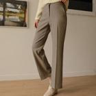 Band-waist Check Boot-cut Pants